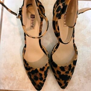 IDIFU velvet with gold borders leopard shoes